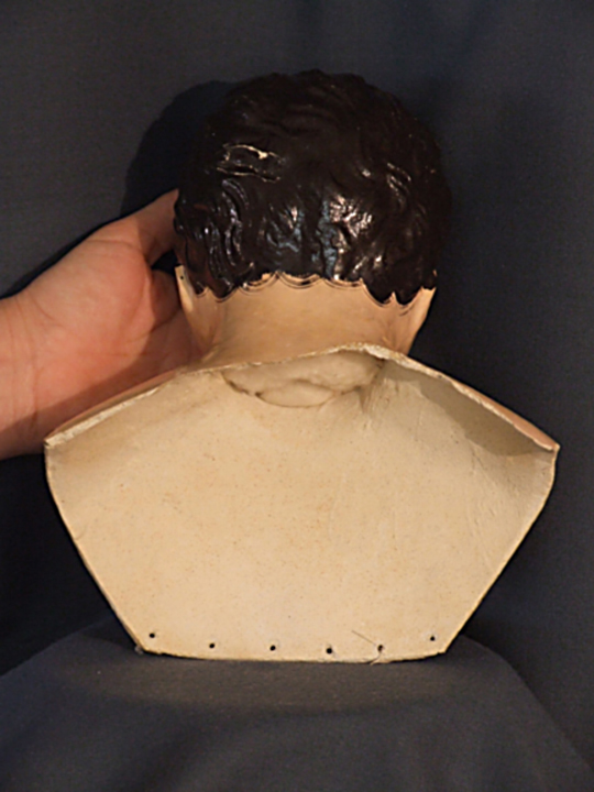 Andreas Voit Paper Mache with back pieces missing and crack to back of head - Dollsmith Doll Repair Services